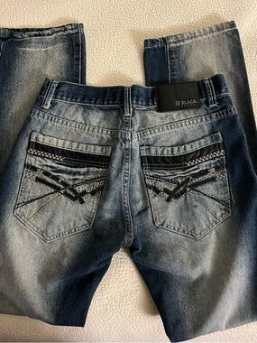 Black Rivet Women’s Faded Blue Bootcut Jeans with Back-Pocket Stitching